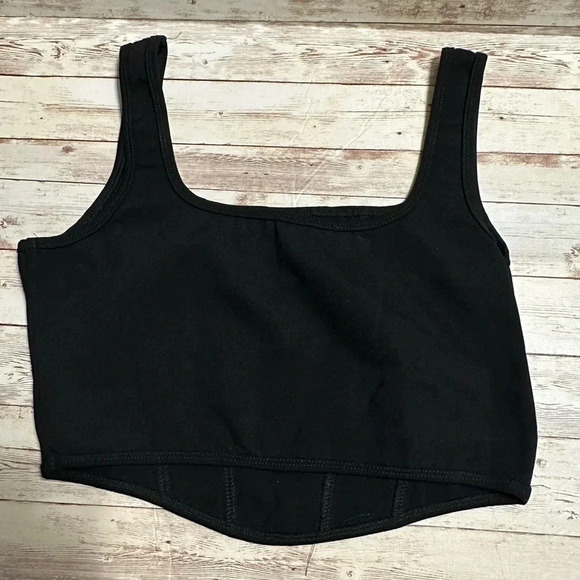 Altar’d State Cropped Tank Top Women’s Size Medium Black Sleeveless - Picture 2 of 5